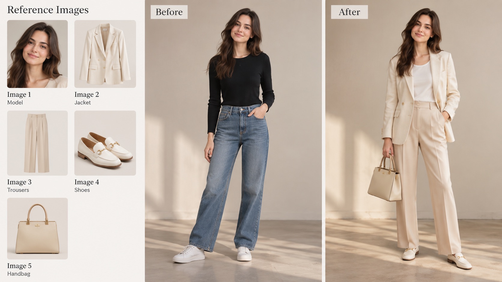Build an outfit from 5 references